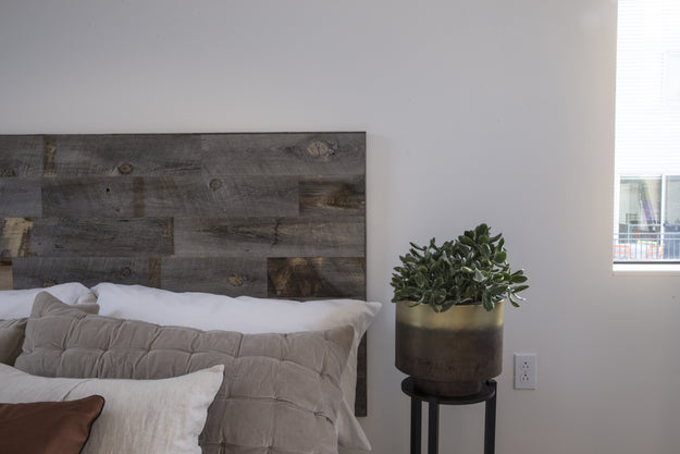 Reclaimed Weathered Wood Stikit Headboard peel and stick